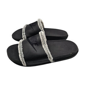 Nike Women's Sz 8 OffCourt Faux Fur Slides Black Gray